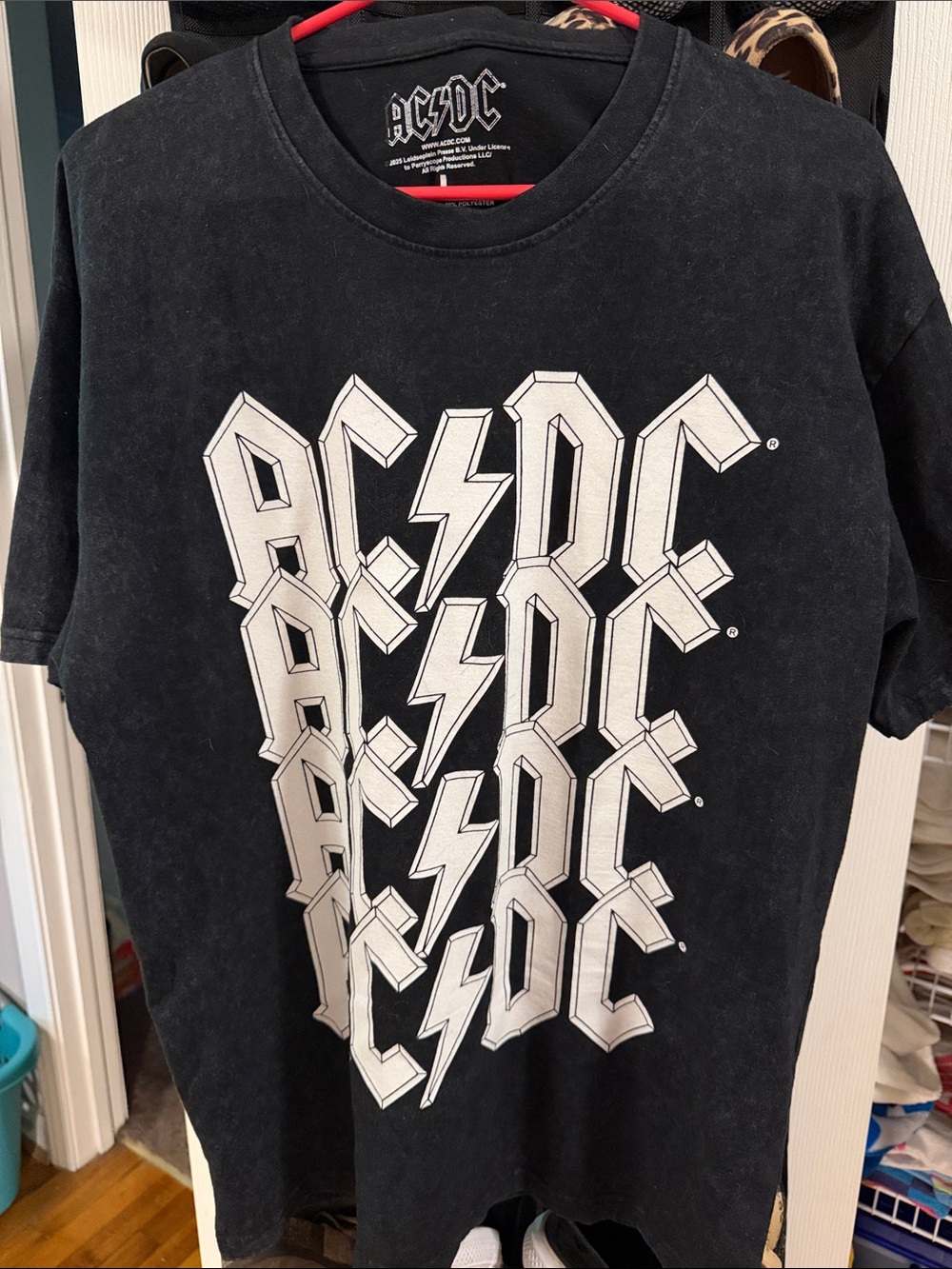 AC/DC Black Tee with White Stacked Logo